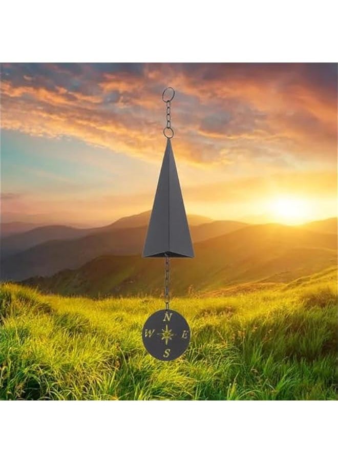 North Country Boothbay Harbor 3-Tone Wind Bell Chimes, Retro Design Iron Triangle Wind Bell with Compass, Creative Gifts Wind for Indoor Outdoor Wall Ornament Home Porch Patio Garden Hanging Decor