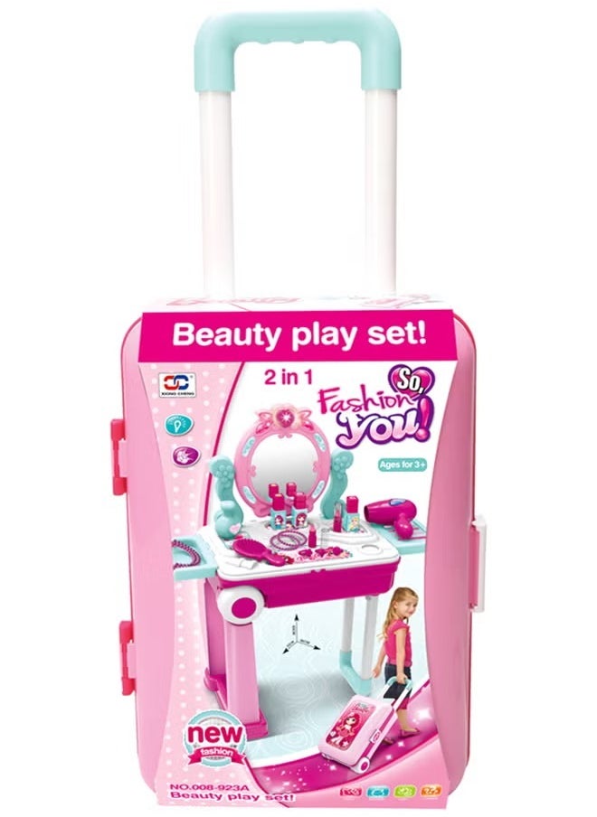 Portable Pretend Glamorous Vanity Make Up Beauty Play Set With Light And Sound cm