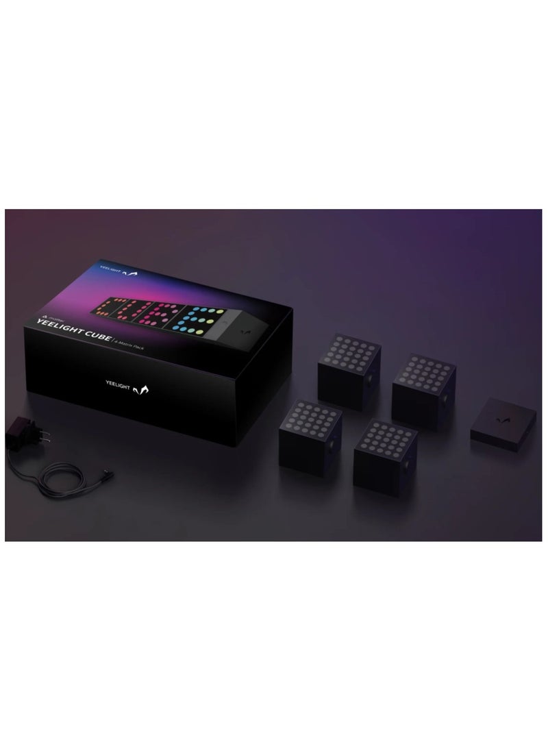 Yeelight Cube Smart Lamp (4-Matrix Pack) | 16 Million Colors Option | RGBIC Individual Addressable | Dynamic Lighting | Music Flow | WiFi Connected | APP Control | For Bedroom, Living Room | Black