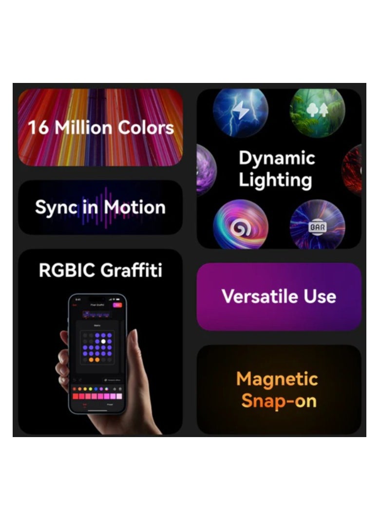 Yeelight Cube Smart Lamp (4-Matrix Pack) | 16 Million Colors Option | RGBIC Individual Addressable | Dynamic Lighting | Music Flow | WiFi Connected | APP Control | For Bedroom, Living Room | Black
