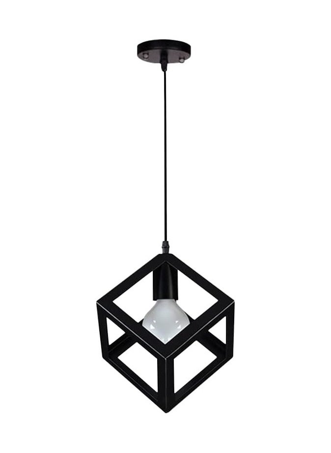 SUPER POWER Industrial Pendant Light  Square Geometric Cage Adjustable Height 1-Light Metal Hanging Lamp Vintage Farmhouse Pendant Light Fixture for Kitchen Island Dining Room Entryway Bedroom