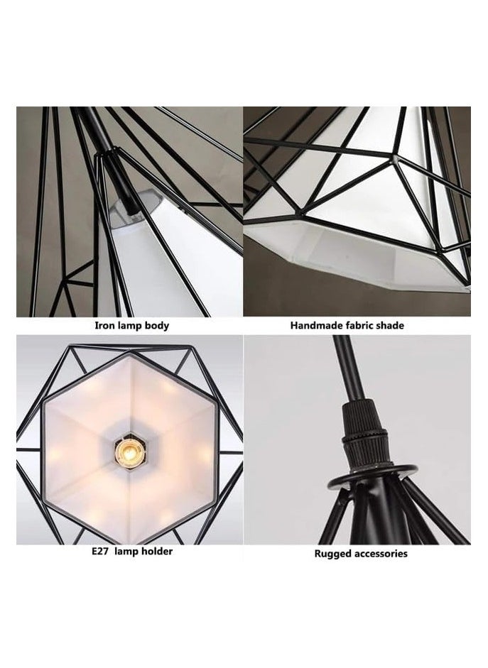 SUPER POWER 1-Light Industrial Pendant Light Fixture Modern Black Farmhouse Hanging Lamp Adjustable Height Diamond Shape Ceiling Light for Kitchen Island Dining Room Living Room Bedroom