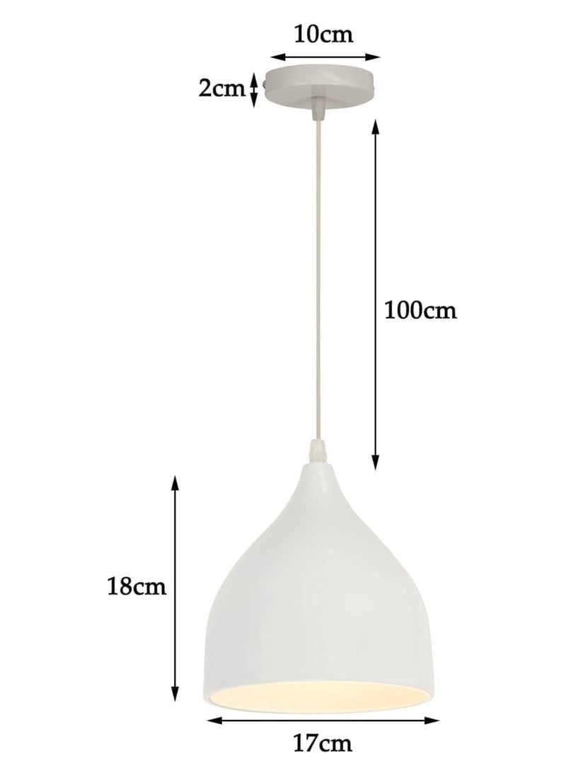 SUPER POWER Vintage Ceiling Light Fixture Industrial Pendant Light Iron Metal Hanging Lamp for Kitchen Island Dining Room Living Room Bedroom (White,1-Light)