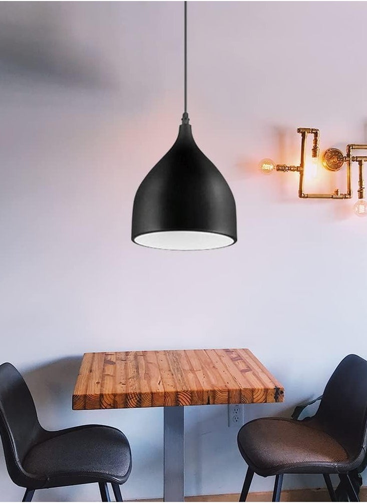 SUPER POWER Vintage Ceiling Light Fixture Industrial Pendant Light Iron Metal Hanging Lamp for Kitchen Island Dining Room Living Room Bedroom (Black,1-Light)