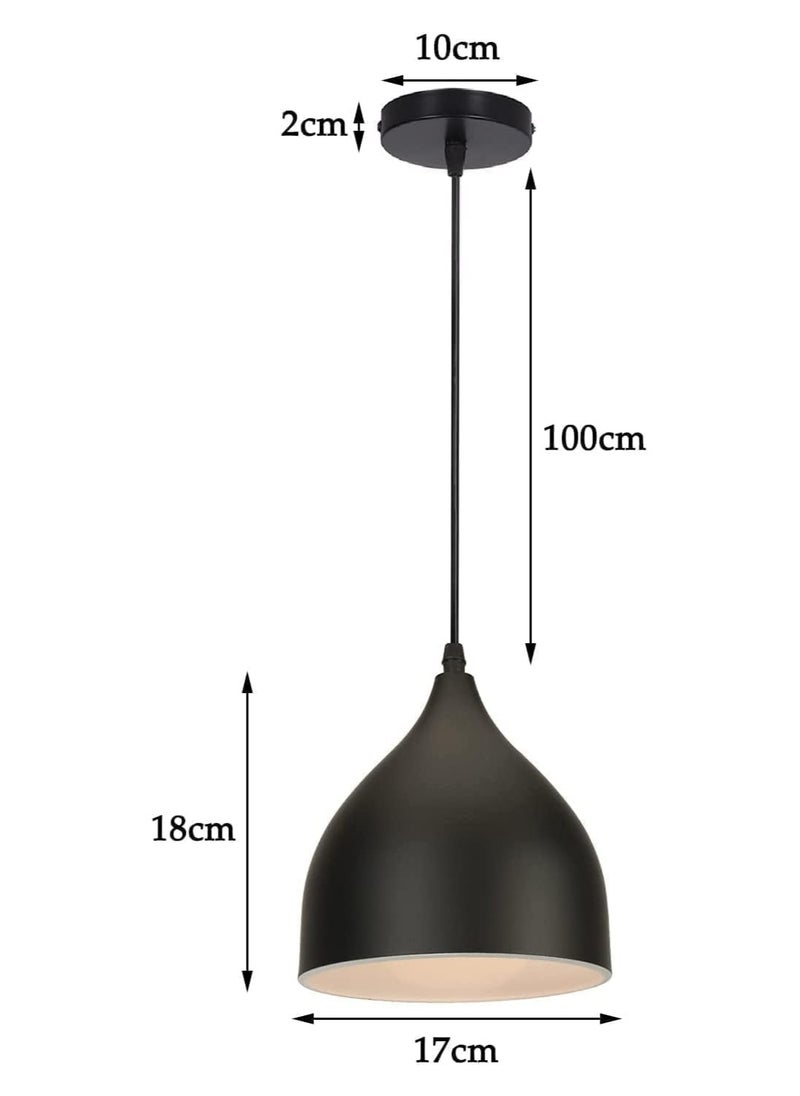 SUPER POWER Vintage Ceiling Light Fixture Industrial Pendant Light Iron Metal Hanging Lamp for Kitchen Island Dining Room Living Room Bedroom (Black,1-Light)