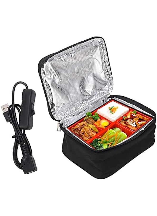 Mini Portable Oven , Food Warmer Electric Lunch Box with 12V USB , Heated Lunch Box for Cooking and Reheating Food in Car , Truck , Travel , Camping , Work , Home