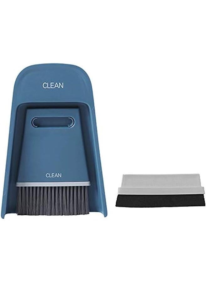 Dustpan Small Brush Hand Broom , Mini Dustpan Brush Nesting Tiny Cleanning Whisk Broom , Portable dusty Pan and Hand Broom for Home washing , Sofa , Desk ,  s Cage , Cat Litter etc(navy blue)
