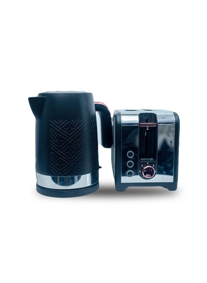 oaster & Kettle R.19000 Set – Stylish Electric Kettle with Matching Toaster, Rapid Boil & Adjustable Toasting Levels, Perfect Breakfast Combo for Home & Office