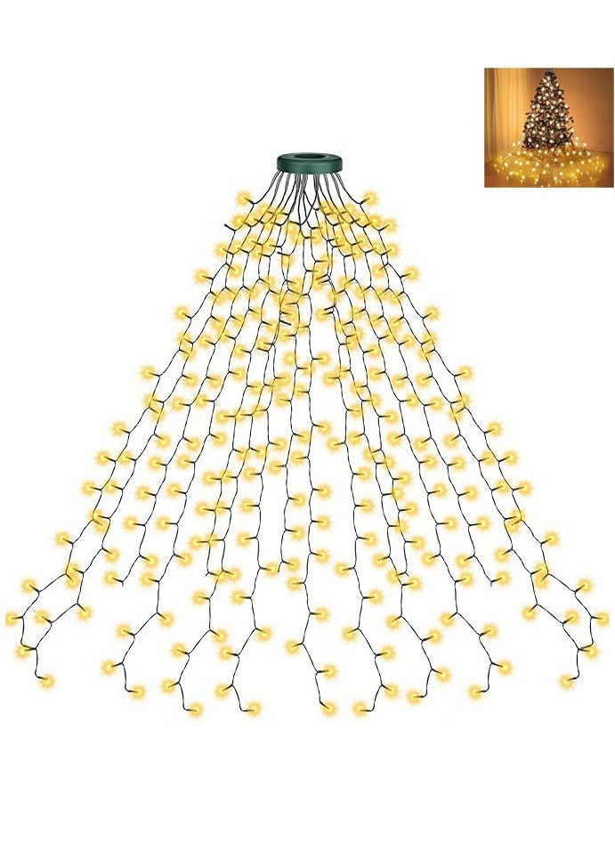 6.6FT Tree Lights with Ring 16 Strings 400 LEDs String Lights with 8 Models & Memory Function Waterproof Tree Lights for New Year Party Decoration Warm light