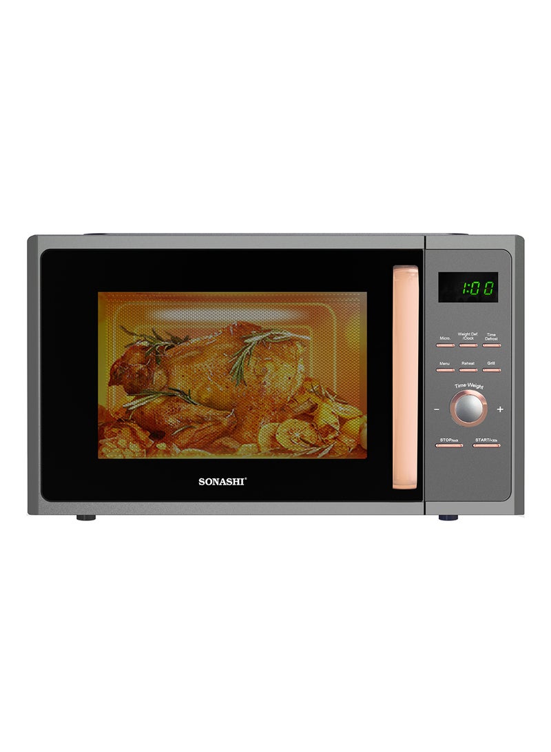 25L Microwave Oven - Digital Touch Control | Pull Open Door Handle with Child Safety Lock | 1000W Grill, Fast Heating and Defrost Function | Good for Home & Office with 5 Power Levels 25 L 1000 W SMO-925DG Black/White