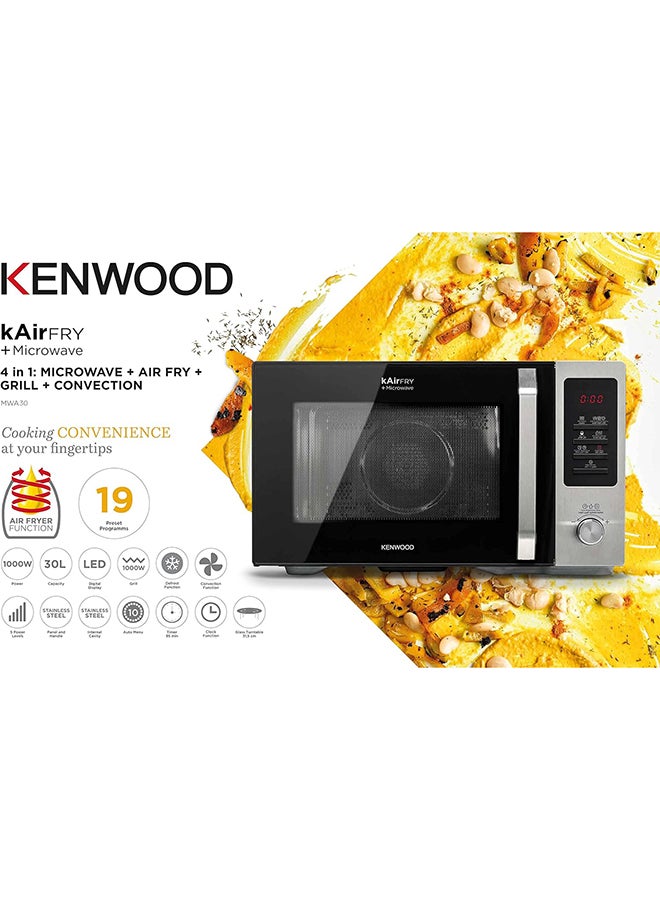 Renewed - 4-in-1 Microwave Oven + Air Fryer +Grill+ Convection 30 L 800 W MWA30BK ‎Metal