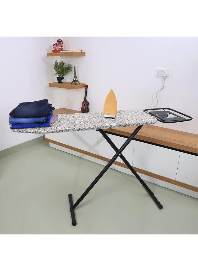 Ironing Board with Steam Iron Rest Heat Resistant Adjustable Height and Lock System Assorted Colors Cotton Cover Iron Board with Cover Pad Multicolor