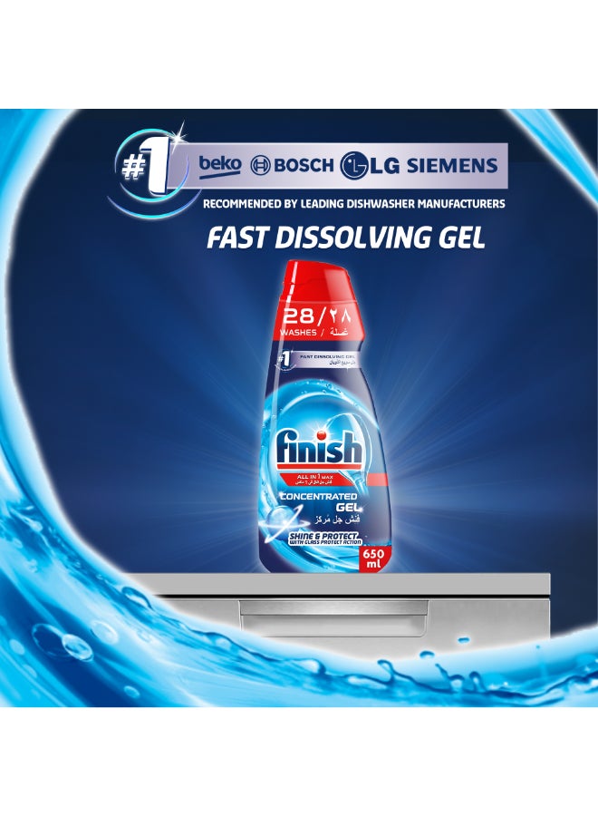 All In 1 Max Concentrated Dishwasher Detergent Gel, 650ml Multicolor