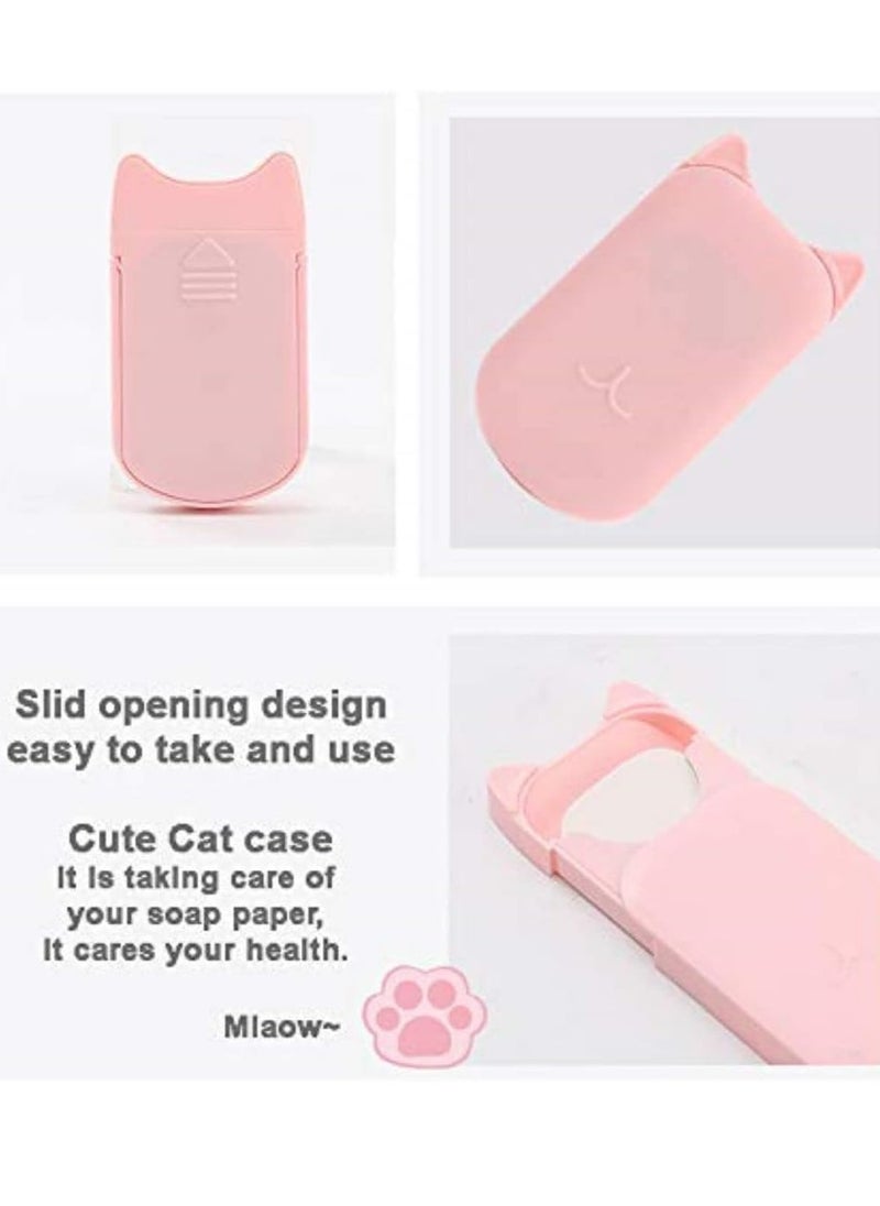 12-Box Antibacterial Soap Paper Sheets in Cute Cat Slid Case, Portable Disposable Antibacterial Nature Foaming Hand Paper Soap Sheet for Hiking, Camping, backpacking