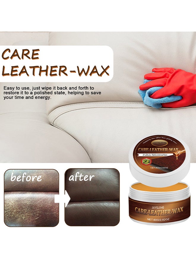 Leather Care Wax, Furniture Leather Scratch Remover, Leather Couch Scratch Repair, Leather Salve With Sponge, Leather Salve For Furniture, Suitable For Furniture Leather Sofa Car Seats, 80G