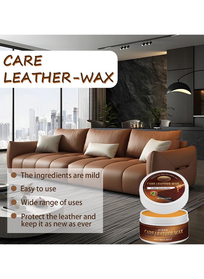 Leather Care Wax, Furniture Leather Scratch Remover, Leather Couch Scratch Repair, Leather Salve With Sponge, Leather Salve For Furniture, Suitable For Furniture Leather Sofa Car Seats, 80G