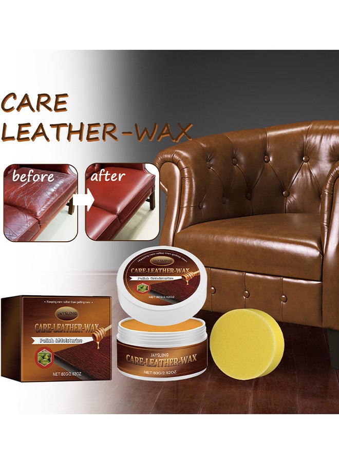 Leather Care Wax, Furniture Leather Scratch Remover, Leather Couch Scratch Repair, Leather Salve With Sponge, Leather Salve For Furniture, Suitable For Furniture Leather Sofa Car Seats, 80G