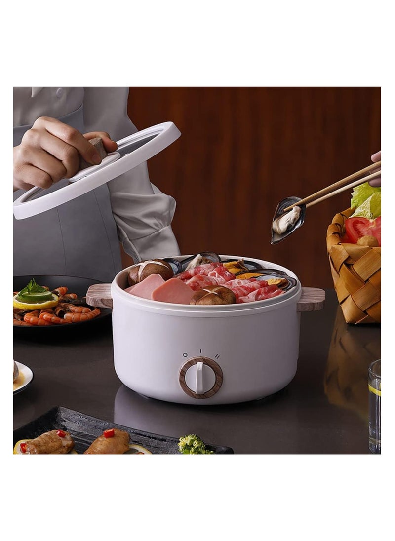 Electric Hot Pot 1.5L Mini Multifunction Cooker - Nonstick Electric Shabu-Shabu, Stir Fry & Noodle Maker with Dual Power Control, Portable Ramen Cooker for Dorm & Office