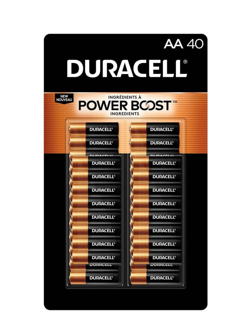 Power Boost Coppertop Alkaline AA Batteries, 40 Count