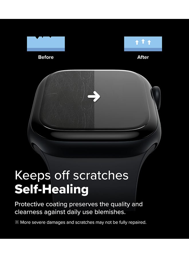 Dual Easy Film Self Healing Repair Coating For Apple Watch 10 Series Screen Protector (46mm) Premium Full Cover Film- 3 Pack Multicolour