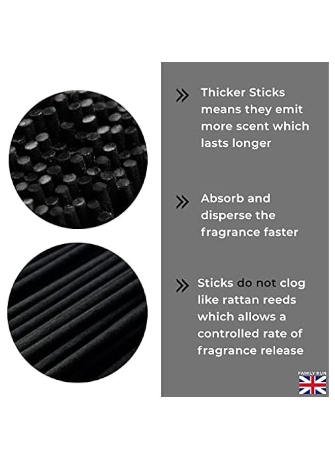 ® 120 Black Fibre Reed Diffuser Sticks - 20cm x 4mm - Thick Diffuser Reeds Sticks - Diffuser Sticks for Diffuser Oils Fragrance Refill - Fibre Reeds for Diffusers