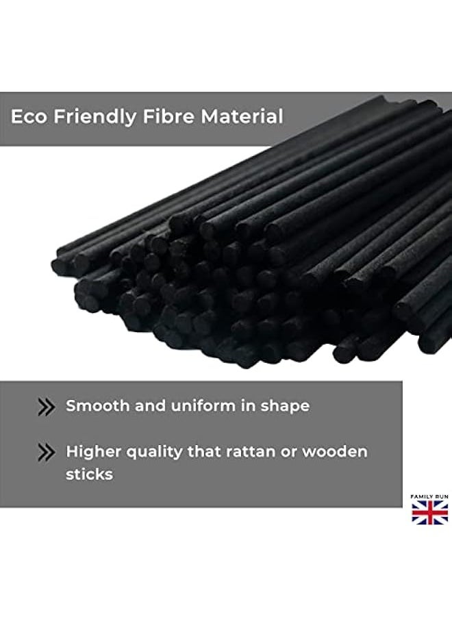 ® 120 Black Fibre Reed Diffuser Sticks - 20cm x 4mm - Thick Diffuser Reeds Sticks - Diffuser Sticks for Diffuser Oils Fragrance Refill - Fibre Reeds for Diffusers