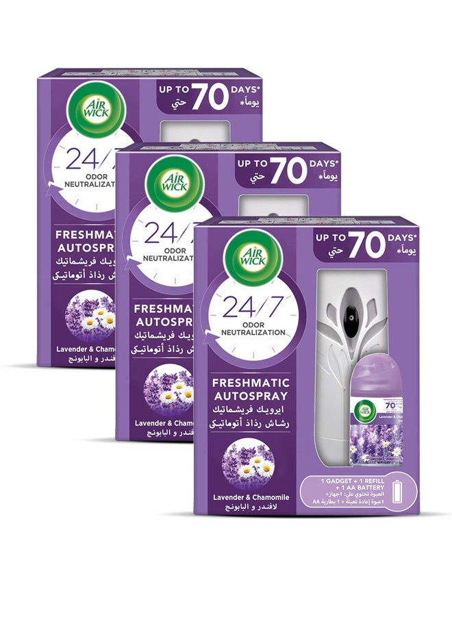 Freshmatic Auto Spray kit Lavender And Camomile Pack of 3