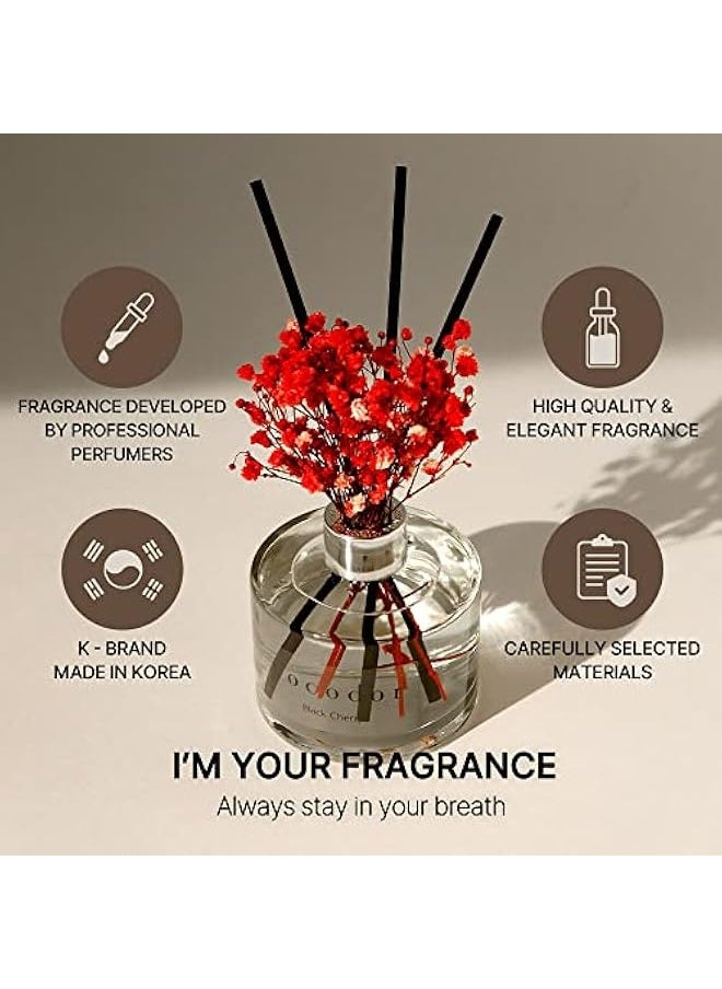 Cocodor Preserved Real Flower Reed Diffuser/Black Cherry / 6.7oz(200ml) / 1 Pack/Reed Diffuser Set, Oil Diffuser & Reed Diffuser Sticks, Home Decor & Office Decor, Fragrance and Gifts