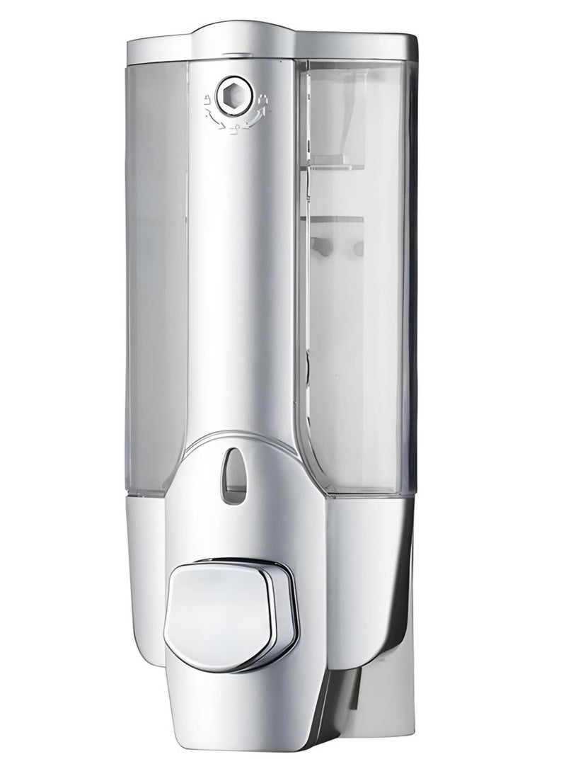 Wall Mounted Soap Dispenser, Manual, 380 ml, for Hotel, Office, Home (Silver)