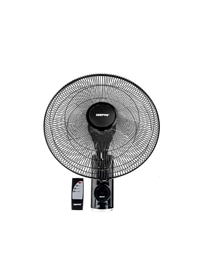 18 Inch Wall Fan With Remote Control GF21125 - 60W Copper Motor  5 Leaf AS Blade  3 Speed Option  Overheat Protection  Horizontal Oscillation  Home & Office Use 60.0 W GF21125 Black