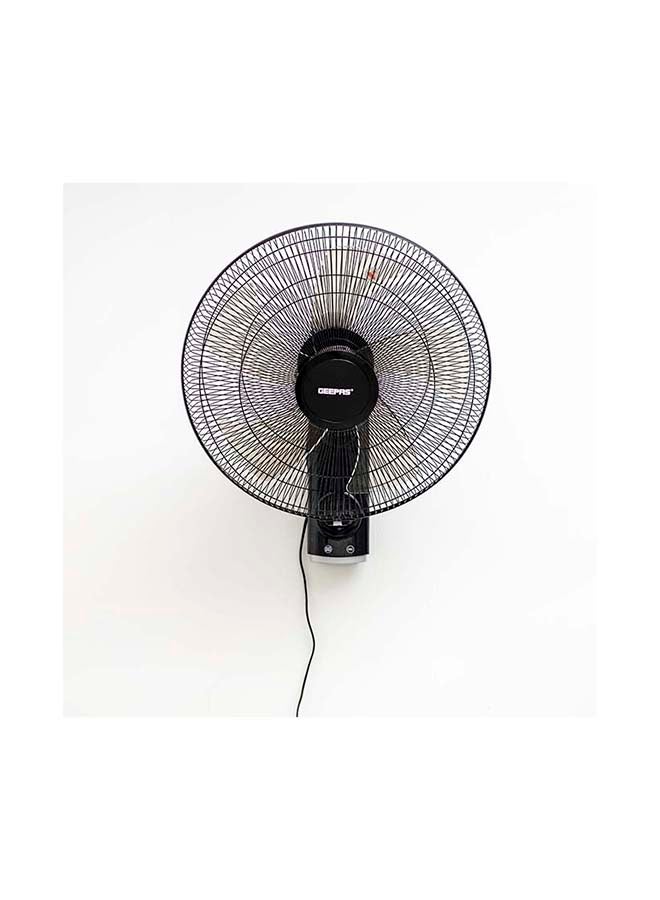 18 Inch Wall Fan With Remote Control GF21125 - 60W Copper Motor  5 Leaf AS Blade  3 Speed Option  Overheat Protection  Horizontal Oscillation  Home & Office Use 60.0 W GF21125 Black