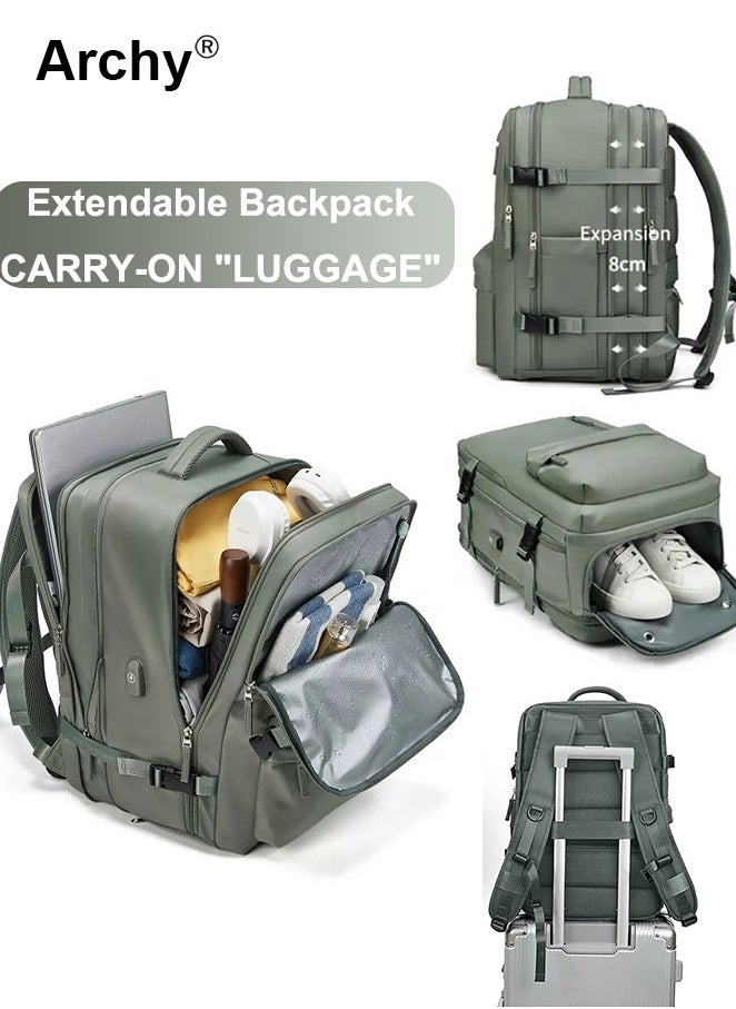 High Capacity Business Travel Backpack with Smart Storage for Short Trips Expandable Luggage Bag Dry and Wet Separation Scientific Storage Business Computer Bag Simple Solid Color Design Independent Shoe Storage