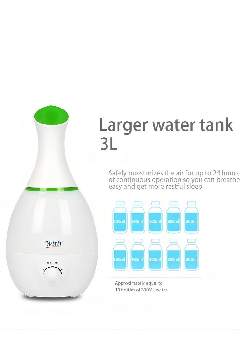 Wtrtr 3L high-end Ultrasonic Cool Mist humidifier,Air humidifier for Bedroom & lobby, Premium Humidifying Unit,Air Refresher Air Revitalizer Air Purifier (BLUE 3L)