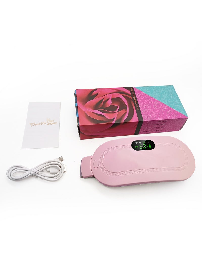 New Heated Waist Belt Menstrual Pain Relief Massager Pink color box