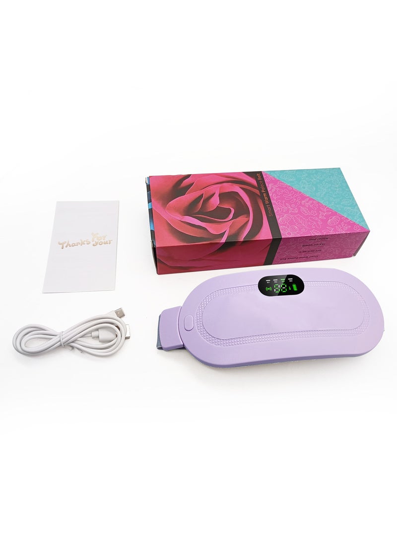 New Heated Waist Belt Menstrual Pain Relief Massager Purple color box