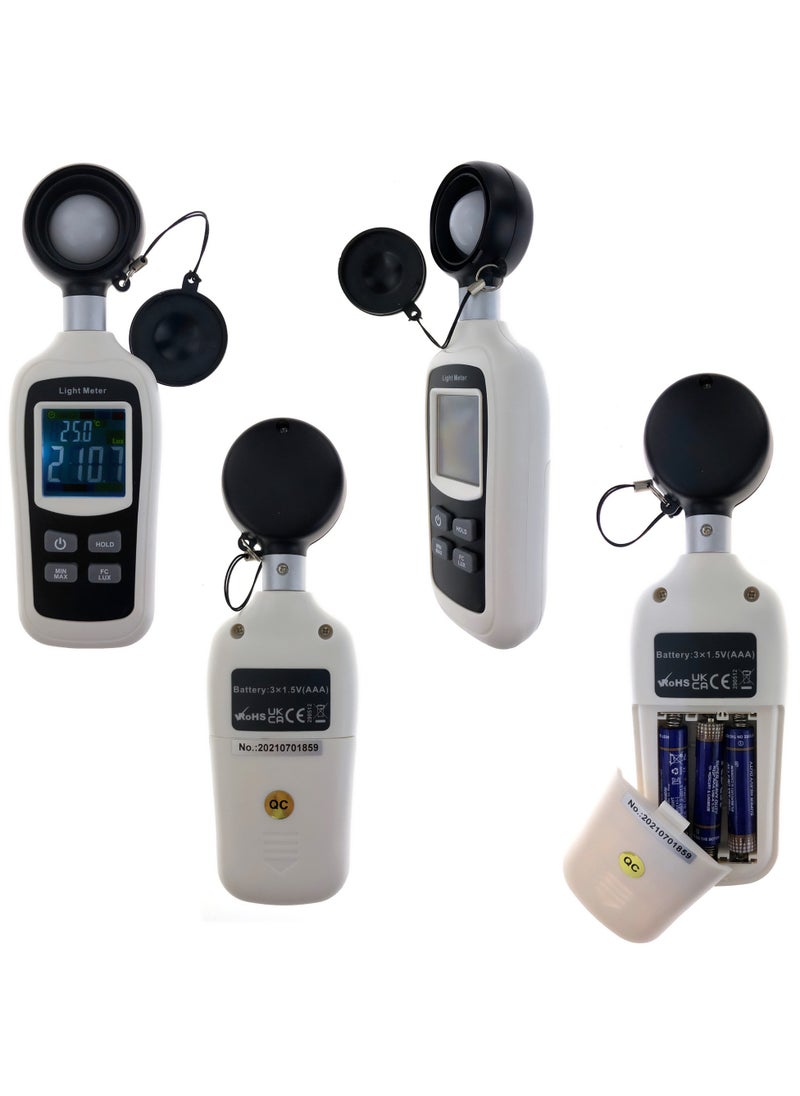 Mini Thermo-Light Meter with Calibration Certificate | Light and Temperature Measurement | Color LCD Display