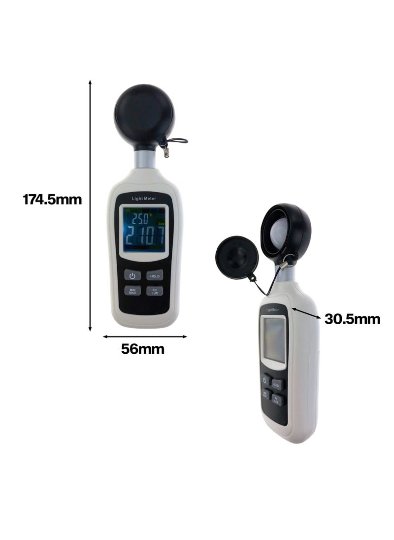 Mini Thermo-Light Meter with Calibration Certificate | Light and Temperature Measurement | Color LCD Display