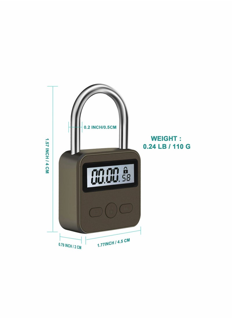 KASTWAVE Metal Time Padlock - Multi-Function Timer Lock 99 Hours Max Timing with Electronic LCD Timed Display Micro USB Rechargeable