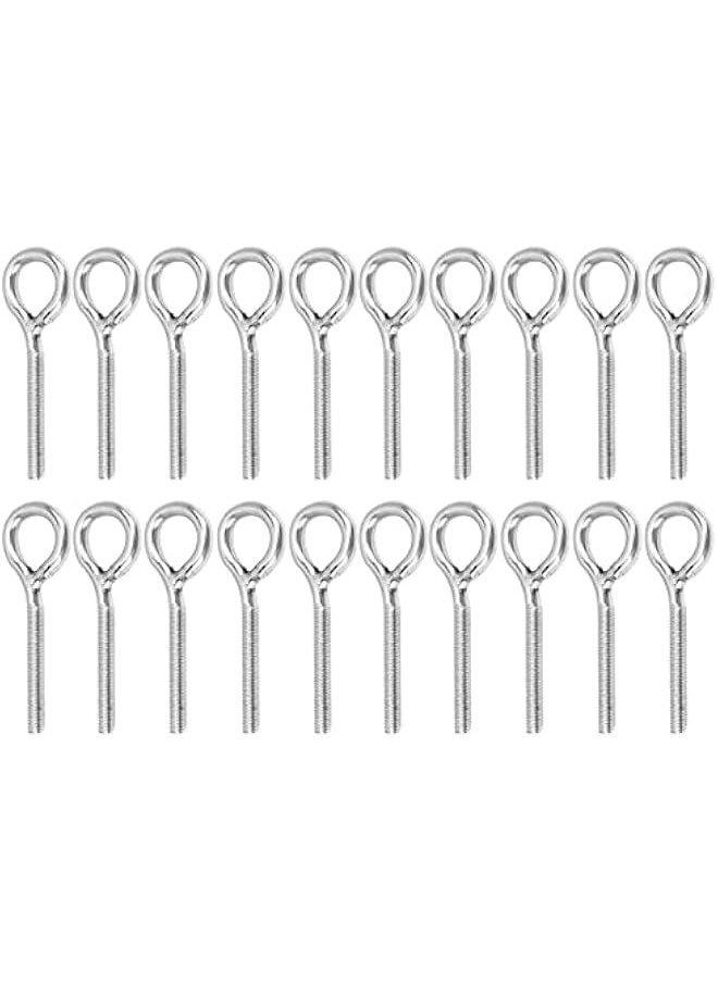 20pcs M4 Eye bolts Stainless Steel hoop Bolts Hine Welded Closed Screw Rod Eye Bolts Screw in for Fixed Tent Lifting and Securing Cables Wires , Eye Screws for Wood , Screw Eye Hooks longer Shank