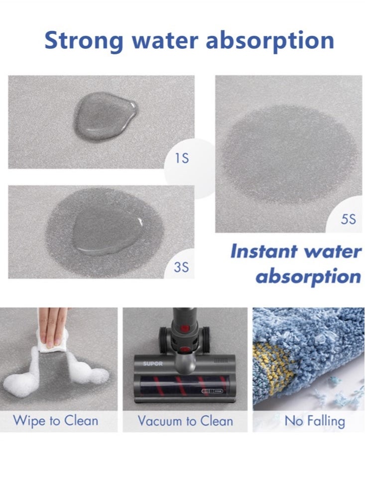 2-Pieces Diatom Mud Bathmat Set Bathroom Absorbent Anti-Slip Rugs Toilet Mat Grey 60X40 and 50x50 cm