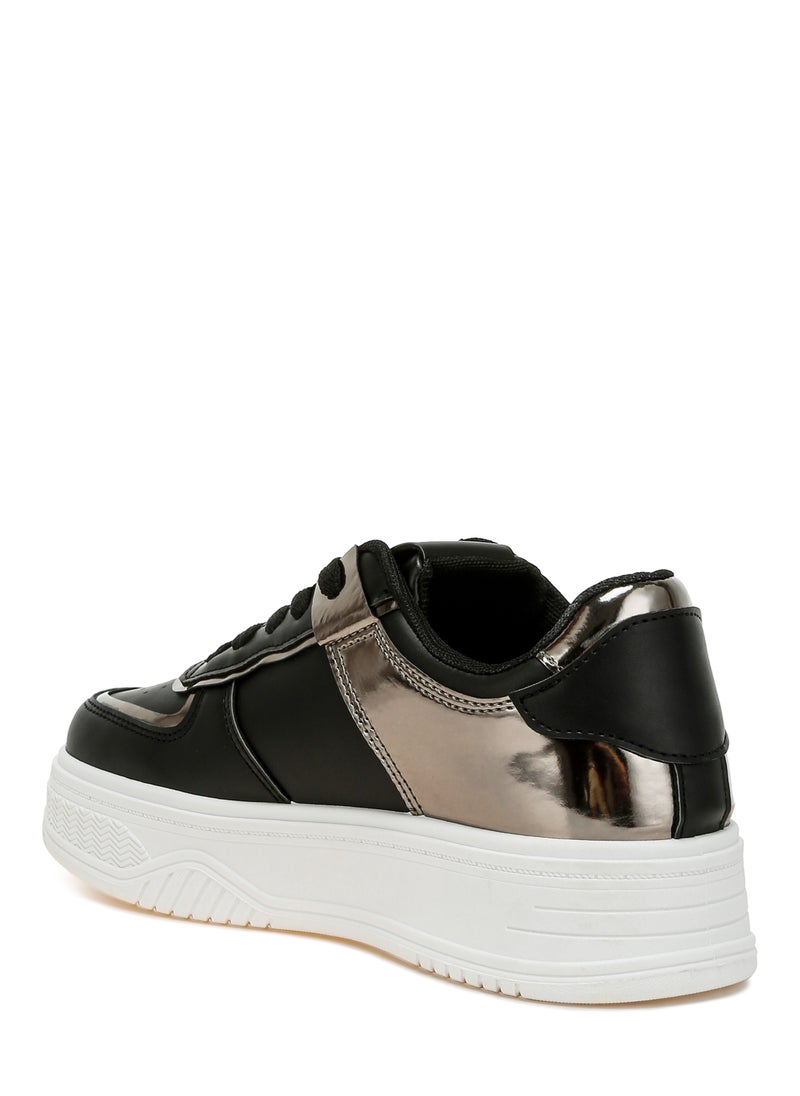 Metallic Paneling Platform Sneakers Black Pewter