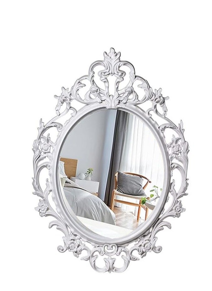 FFD Decorative Makeup & Dressing Mirror with Elegant Frame, Lightweight & Easy to Mount Vintage Oval Wall Mirror - Hanging Mirror for Bedroom, Living Room, Bathroom Decor