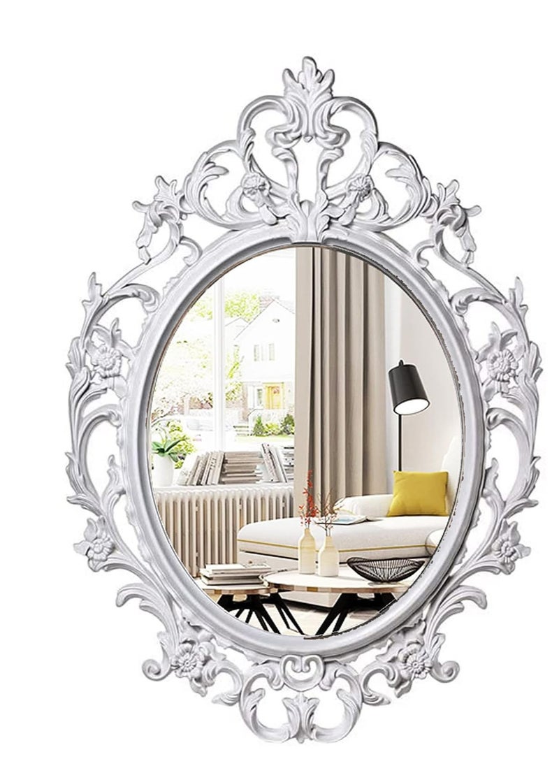 FFD Decorative Makeup & Dressing Mirror with Elegant Frame, Lightweight & Easy to Mount Vintage Oval Wall Mirror - Hanging Mirror for Bedroom, Living Room, Bathroom Decor