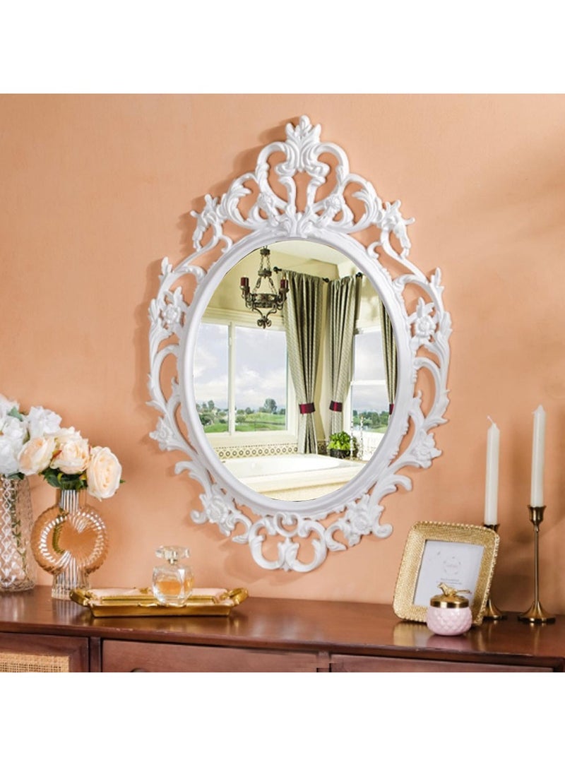 FFD Decorative Makeup & Dressing Mirror with Elegant Frame, Lightweight & Easy to Mount Vintage Oval Wall Mirror - Hanging Mirror for Bedroom, Living Room, Bathroom Decor