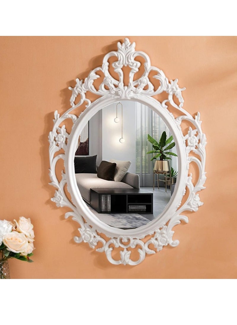 FFD Decorative Makeup & Dressing Mirror with Elegant Frame, Lightweight & Easy to Mount Vintage Oval Wall Mirror - Hanging Mirror for Bedroom, Living Room, Bathroom Decor