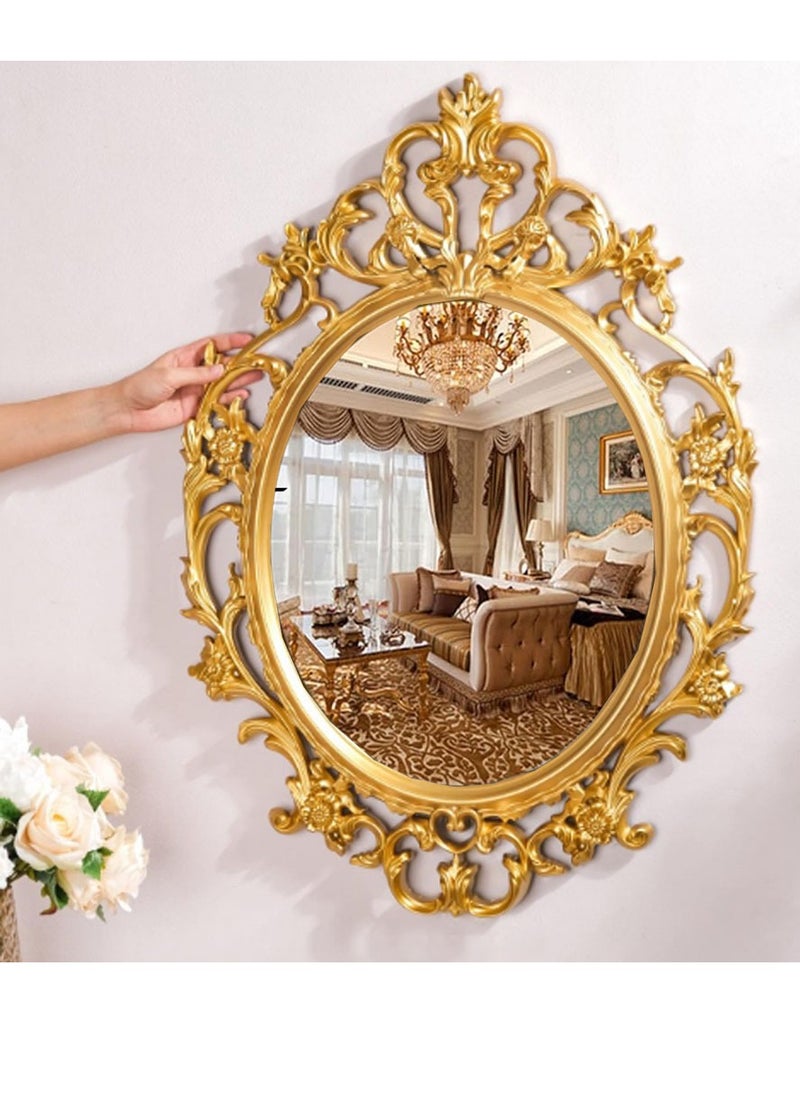 𝐅𝐅𝐃 Vintage Oval Wall Mirror - Hanging Mirror for Bedroom, Living Room, Bathroom Decor | Decorative Makeup & Dressing Mirror with Elegant Frame, Lightweight & Easy to Mount