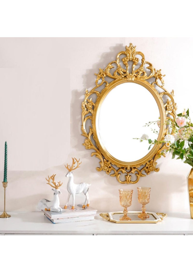 𝐅𝐅𝐃 Vintage Oval Wall Mirror - Hanging Mirror for Bedroom, Living Room, Bathroom Decor | Decorative Makeup & Dressing Mirror with Elegant Frame, Lightweight & Easy to Mount