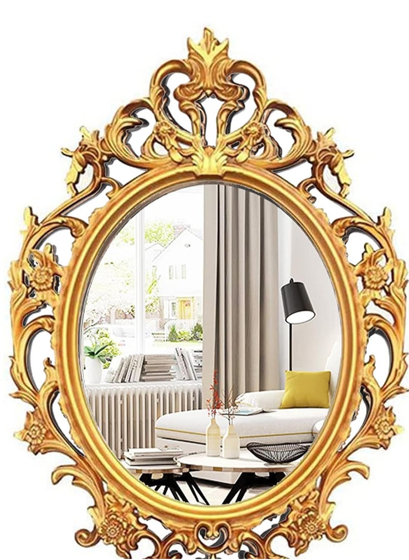 𝐅𝐅𝐃 Vintage Oval Wall Mirror - Hanging Mirror for Bedroom, Living Room, Bathroom Decor | Decorative Makeup & Dressing Mirror with Elegant Frame, Lightweight & Easy to Mount