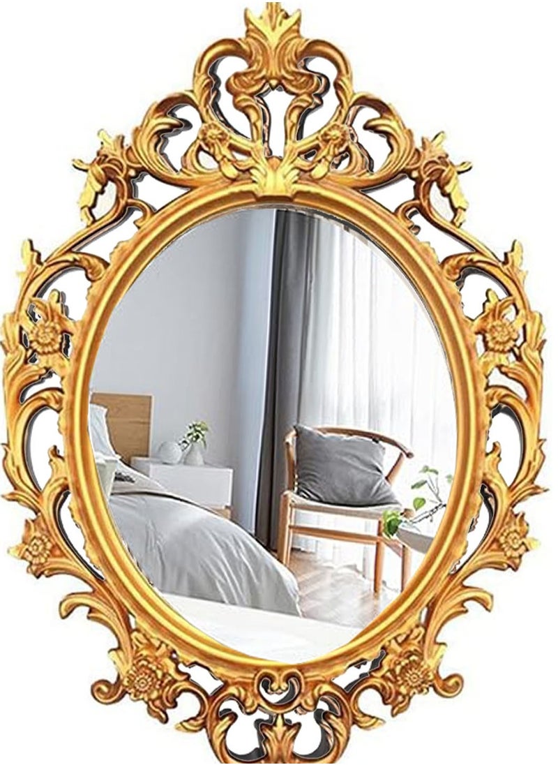 𝐅𝐅𝐃 Vintage Oval Wall Mirror - Hanging Mirror for Bedroom, Living Room, Bathroom Decor | Decorative Makeup & Dressing Mirror with Elegant Frame, Lightweight & Easy to Mount