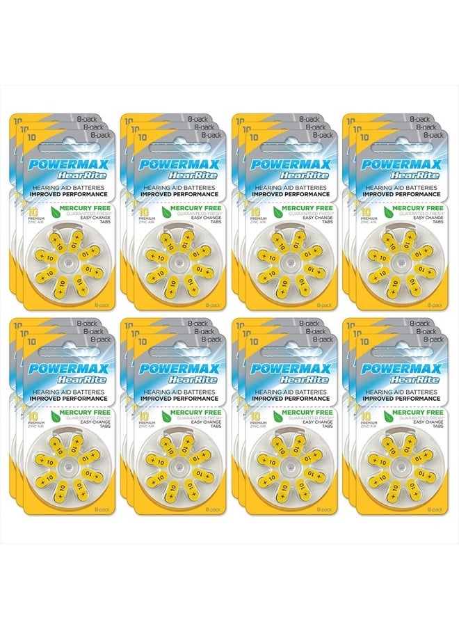 Size 10 Hearing Aid Batteries, Made In USA, Yellow Tab, 192 Count